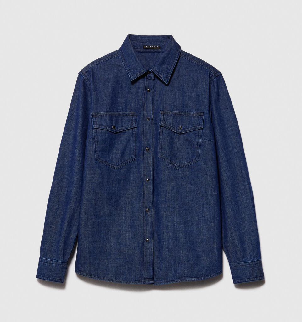 Camicia di jeans comfort fit - camicie da donna - Blu Scuro | Sisley image number 6